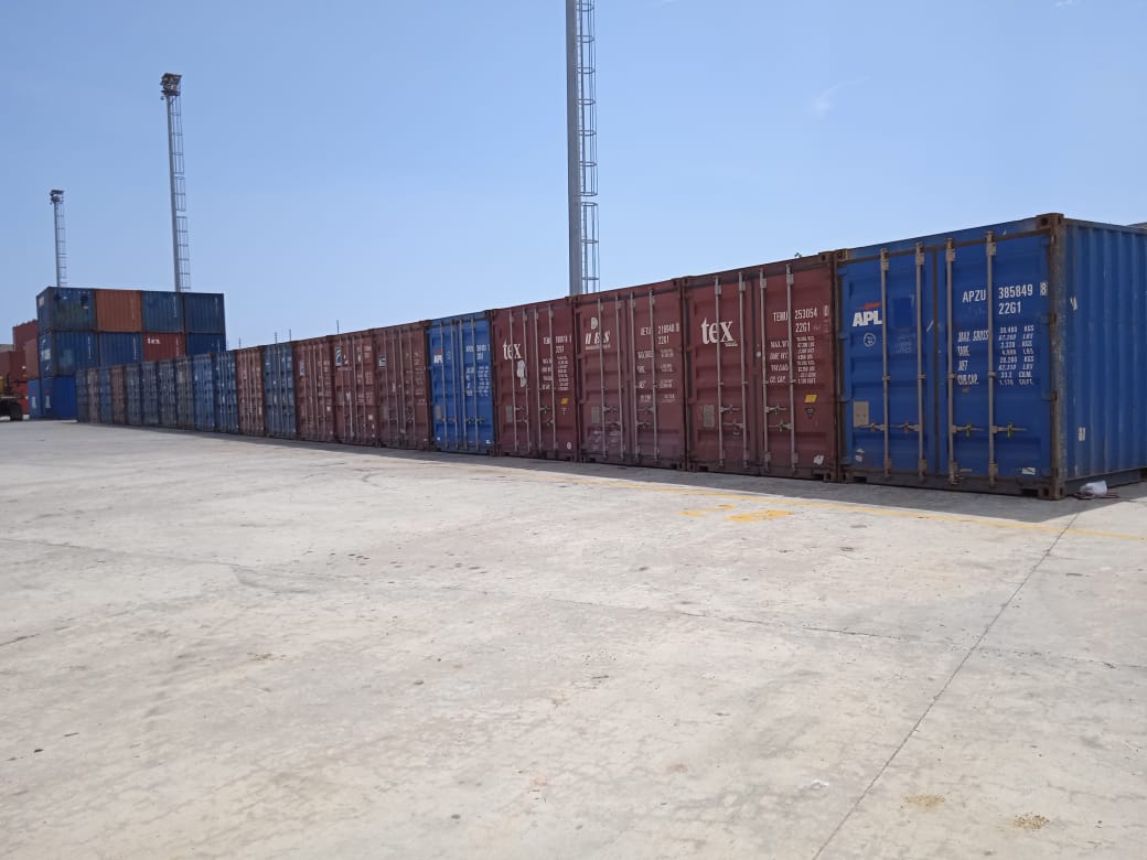 Shipping containers filled with scrap metal for export