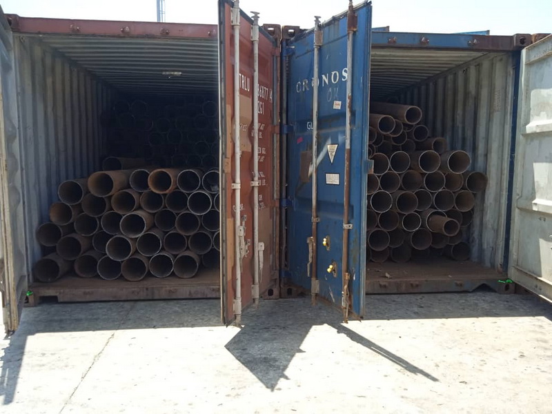 Large diameter scrap metal pipes for industrial recycling